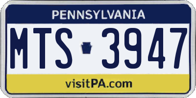 PA license plate MTS3947