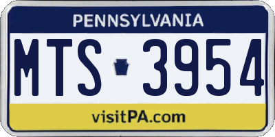 PA license plate MTS3954