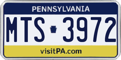 PA license plate MTS3972