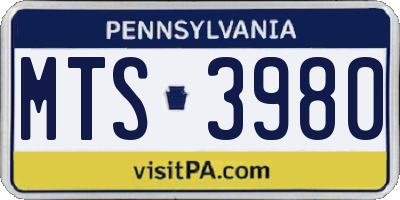 PA license plate MTS3980