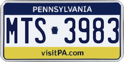 PA license plate MTS3983