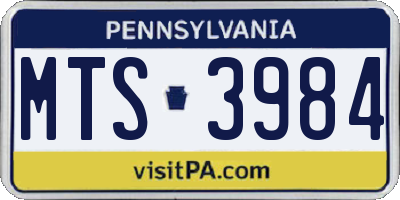 PA license plate MTS3984