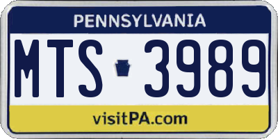 PA license plate MTS3989