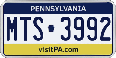 PA license plate MTS3992