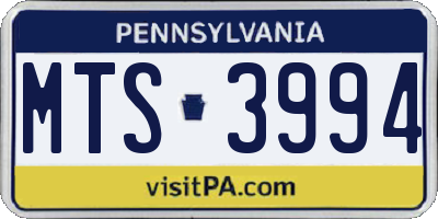 PA license plate MTS3994
