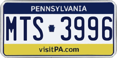 PA license plate MTS3996