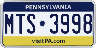 PA license plate MTS3998