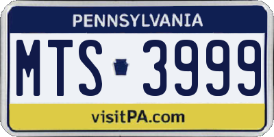 PA license plate MTS3999