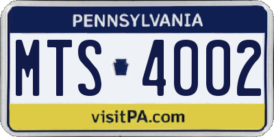 PA license plate MTS4002