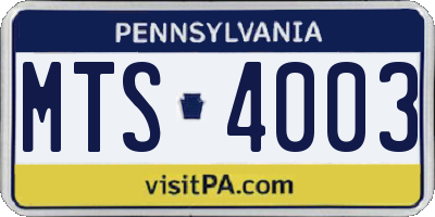 PA license plate MTS4003