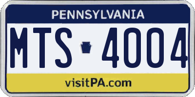 PA license plate MTS4004