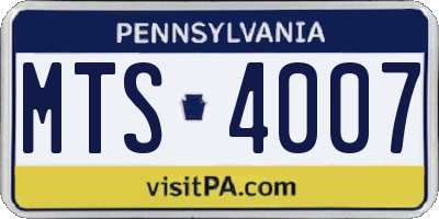 PA license plate MTS4007