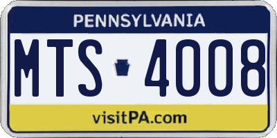 PA license plate MTS4008
