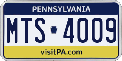 PA license plate MTS4009