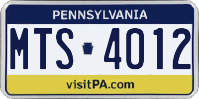 PA license plate MTS4012