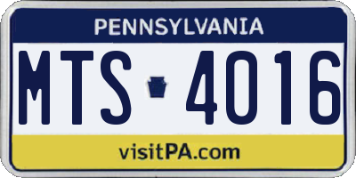 PA license plate MTS4016