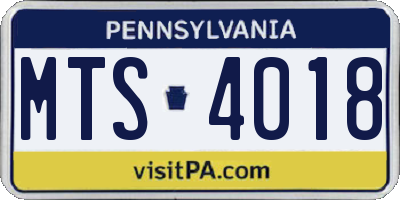 PA license plate MTS4018