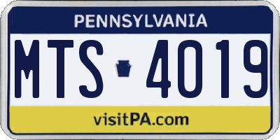 PA license plate MTS4019