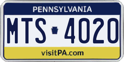 PA license plate MTS4020