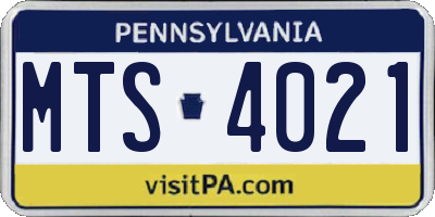 PA license plate MTS4021