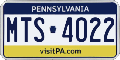 PA license plate MTS4022