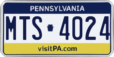 PA license plate MTS4024