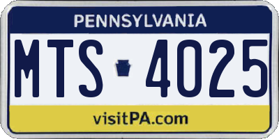 PA license plate MTS4025