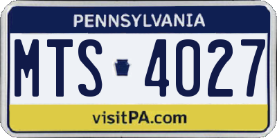 PA license plate MTS4027