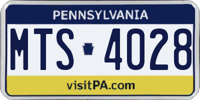 PA license plate MTS4028