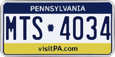 PA license plate MTS4034