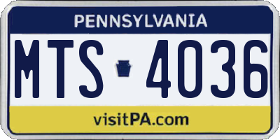 PA license plate MTS4036