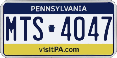 PA license plate MTS4047