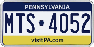 PA license plate MTS4052