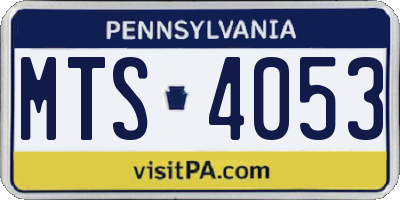 PA license plate MTS4053