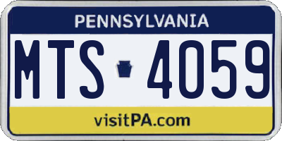 PA license plate MTS4059