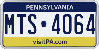 PA license plate MTS4064