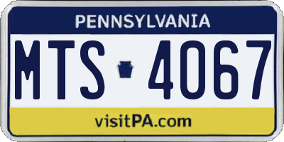 PA license plate MTS4067