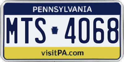 PA license plate MTS4068