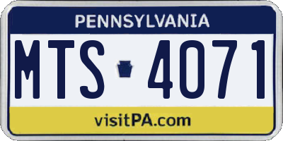 PA license plate MTS4071