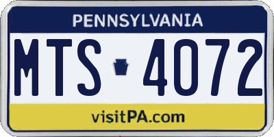PA license plate MTS4072