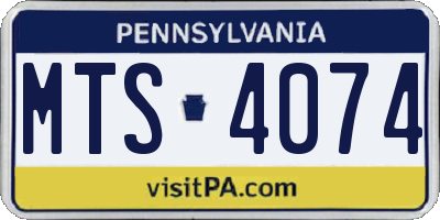PA license plate MTS4074
