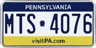 PA license plate MTS4076