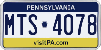 PA license plate MTS4078