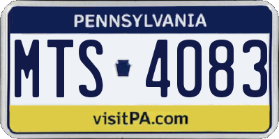 PA license plate MTS4083