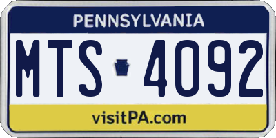PA license plate MTS4092