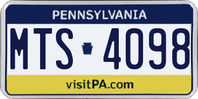 PA license plate MTS4098