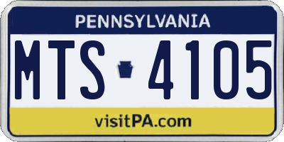 PA license plate MTS4105