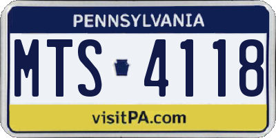 PA license plate MTS4118