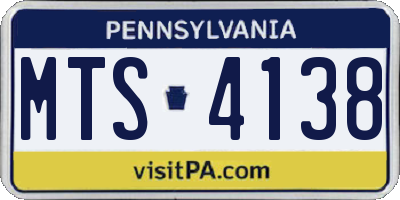 PA license plate MTS4138