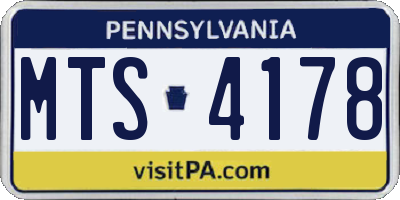 PA license plate MTS4178